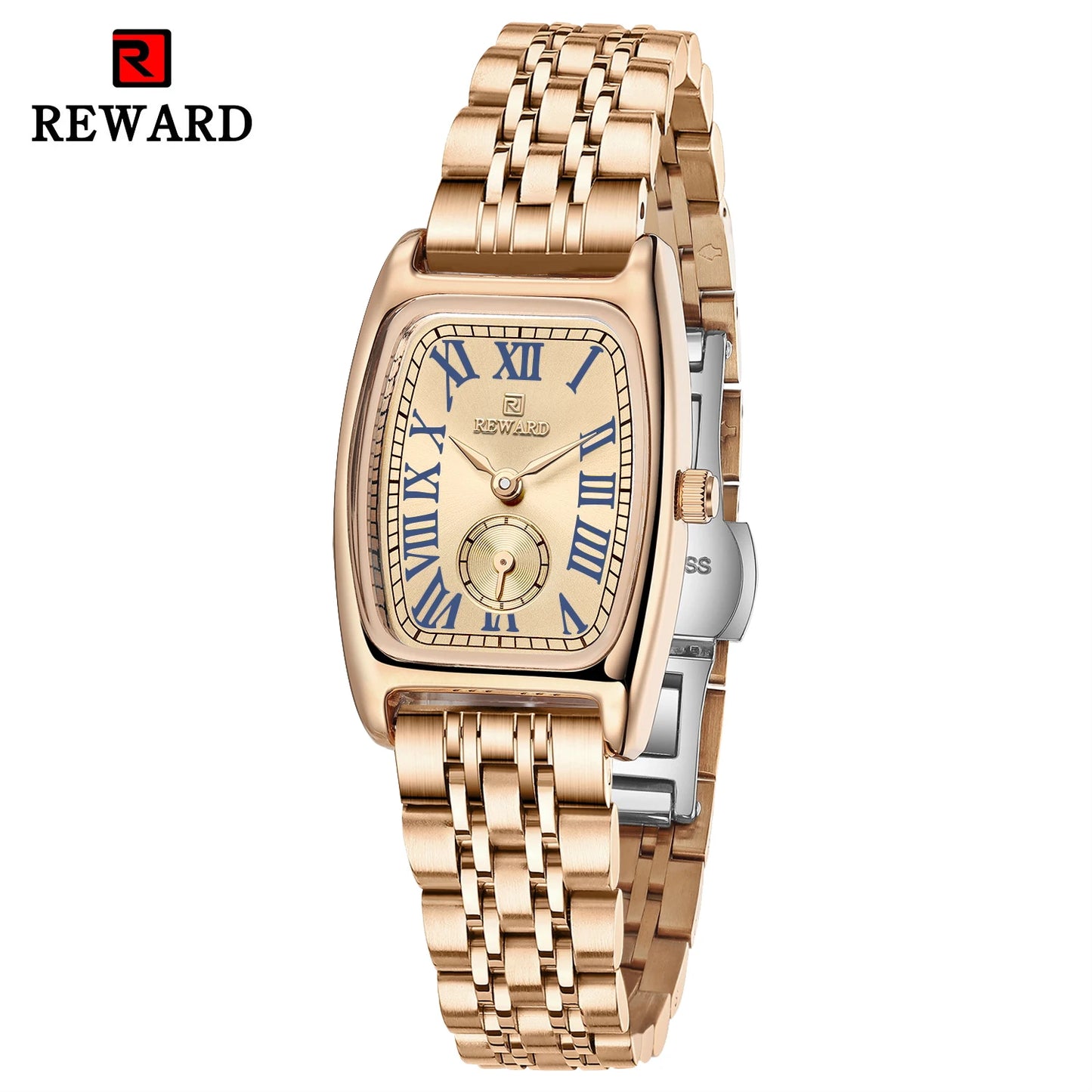REWARD Luxury Elegant Rectangle Ladies Watch Waterproof Luminous Watch for Woman Stainless Steel Quartz Women's Watches with Box