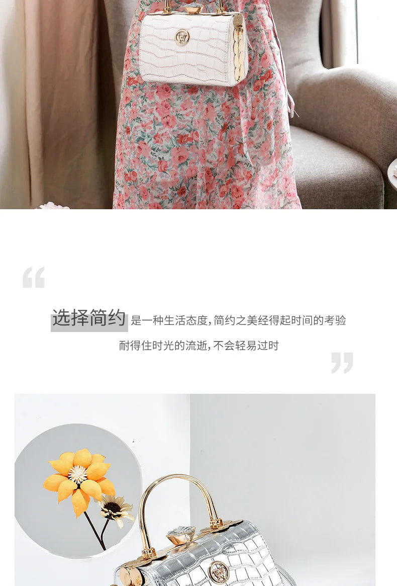 Patent Leather Diamond Handle Bag