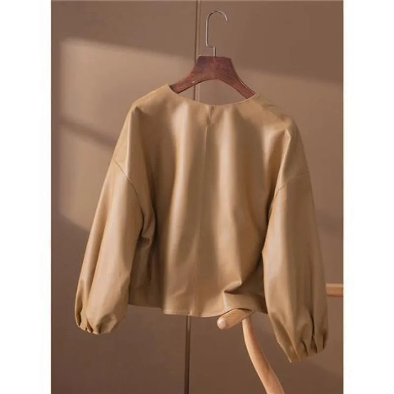Lantern Sleeve PU Jacket | Faeva London