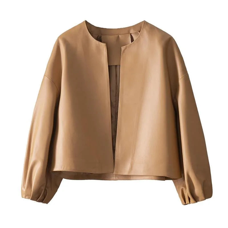 Lantern Sleeve PU Jacket | Faeva London