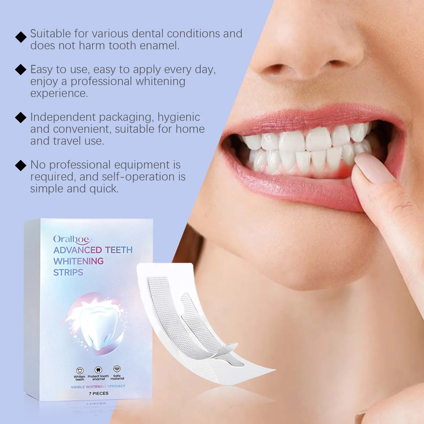 Teeth Whitening Strips Remove Yellow Smoke Tea Stains Cleansing Brightening Anti-Sensitivity Fresh Breath Teeth Bleaching Strips
