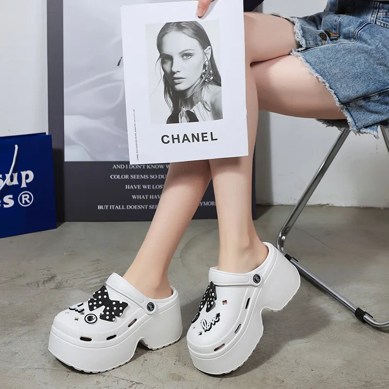 Women Chunky Platform Sandals New Summer Soft Thick Sole Diy Clogs Garden Shoes Woman Closed Toe Non-Slip Beach Slides Sandals