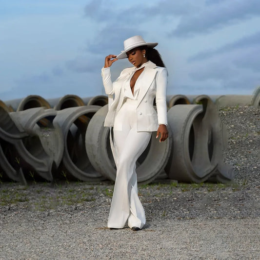 White Evening Suit 2-Piece | Faeva London