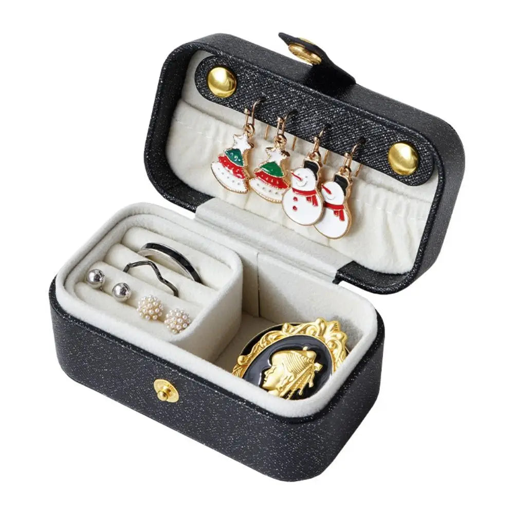 New PU Leather Mini Jewelry Box Flip Cover Mini Storage Case Portable Jewelry Organizer for Women Girls