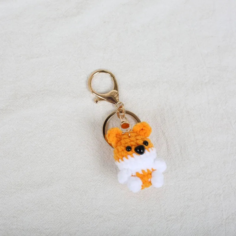 Funny Frog Doll Crochet Keychain Handmaking Mini Animal Doll Series Knitted Keyrings Cute Frog Keyrings Knitting Doll Pendant