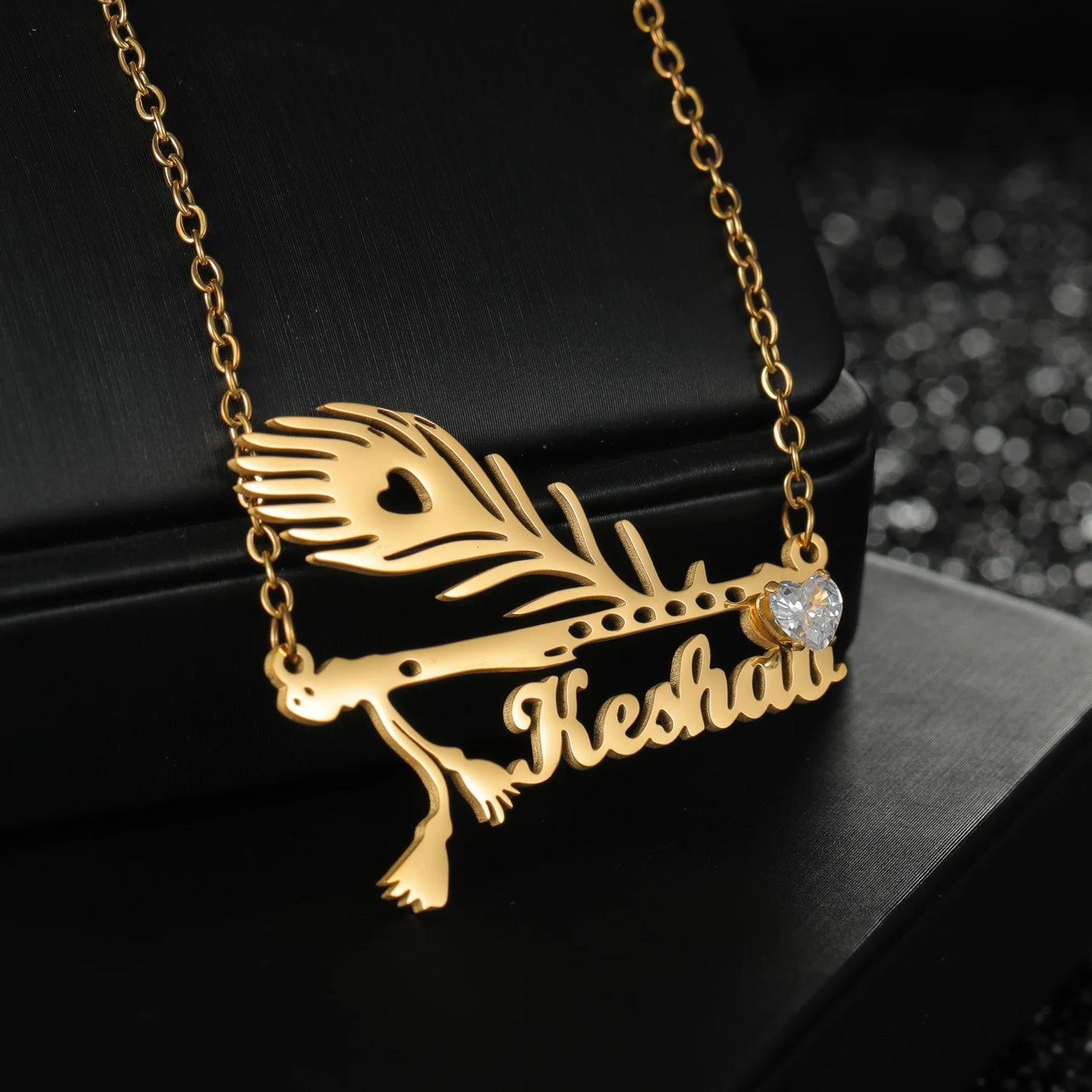 Nextvance Custom Name Necklace Peacock Feather Arrow Pen Pendant For Women Personalized Stainless Steel Nameplate Jewelry Gifts