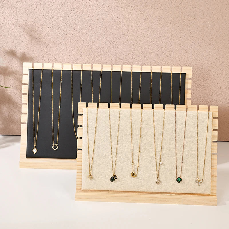 1pc bamboo wood velvet black/off white jewelry displa | Faeva London