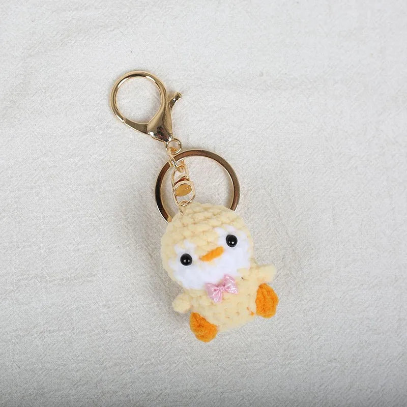 Funny Frog Doll Crochet Keychain Handmaking Mini Animal Doll Series Knitted Keyrings Cute Frog Keyrings Knitting Doll Pendant