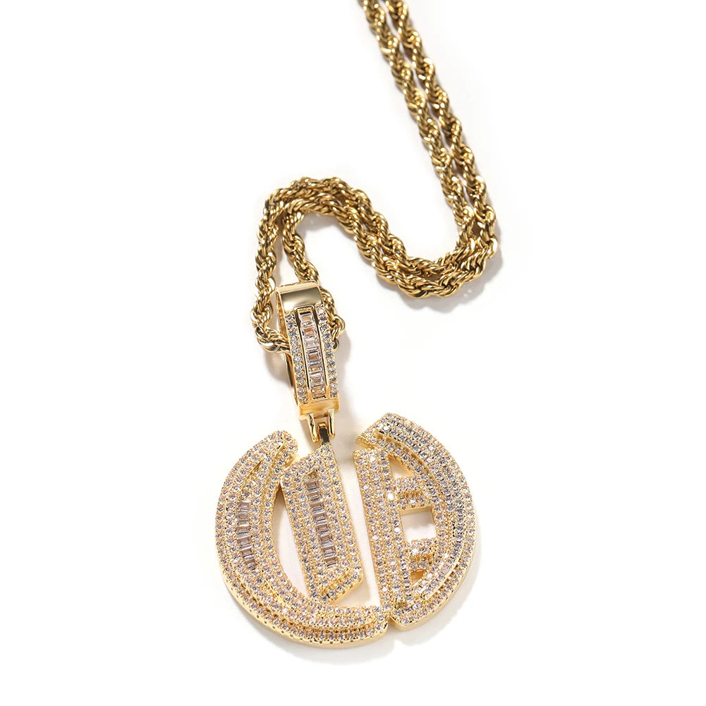 THE BLING KING Gothic Old English Initial Letter A-Z Pendant Iced Out Cubic Zirconia Charm Choker Necklace Hiphop Jewelry