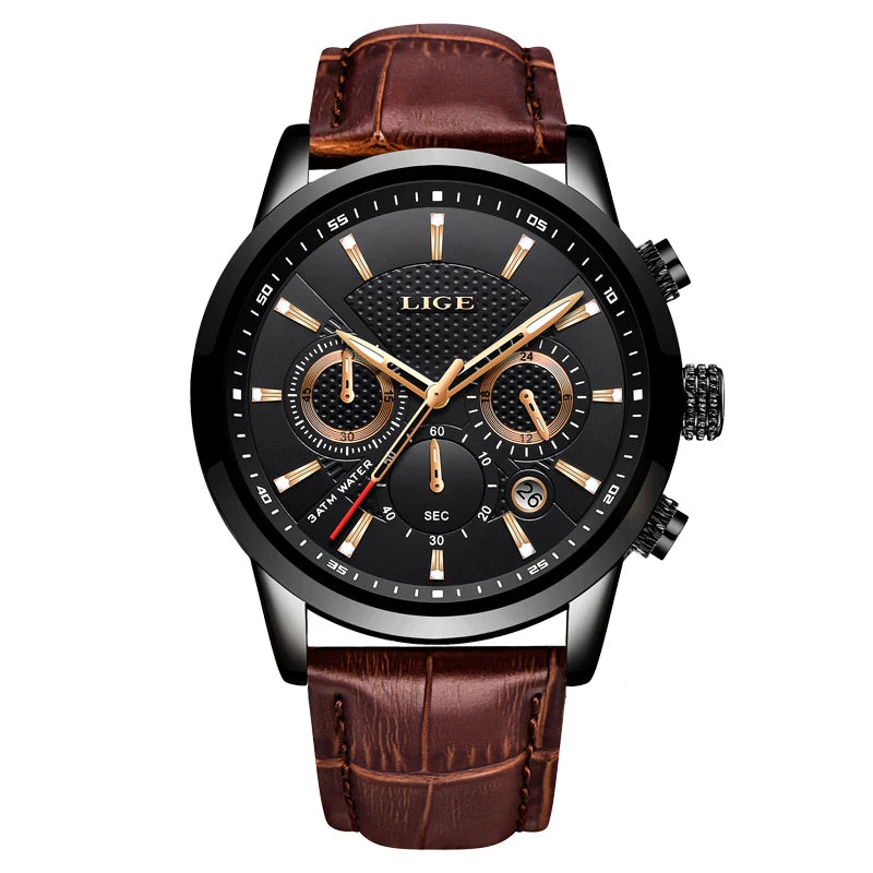 2024 LIGE Top Luxury Mens Watch Casual Business Quart | Faeva London