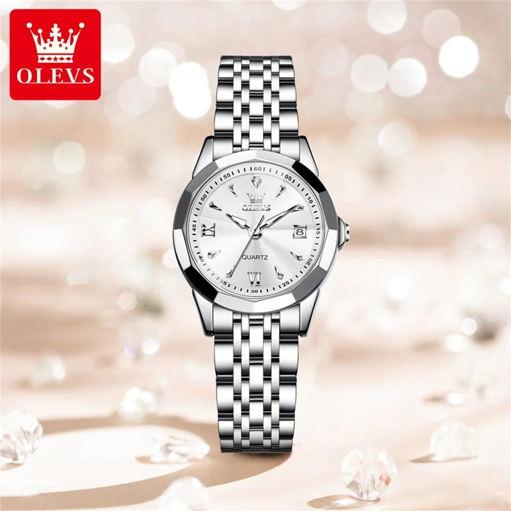 OLEVS 9998 Women Watch Luxury Original Fashion Classic Brand Luminous Function Quartz Wristwatch Calendar Window Watch For Women