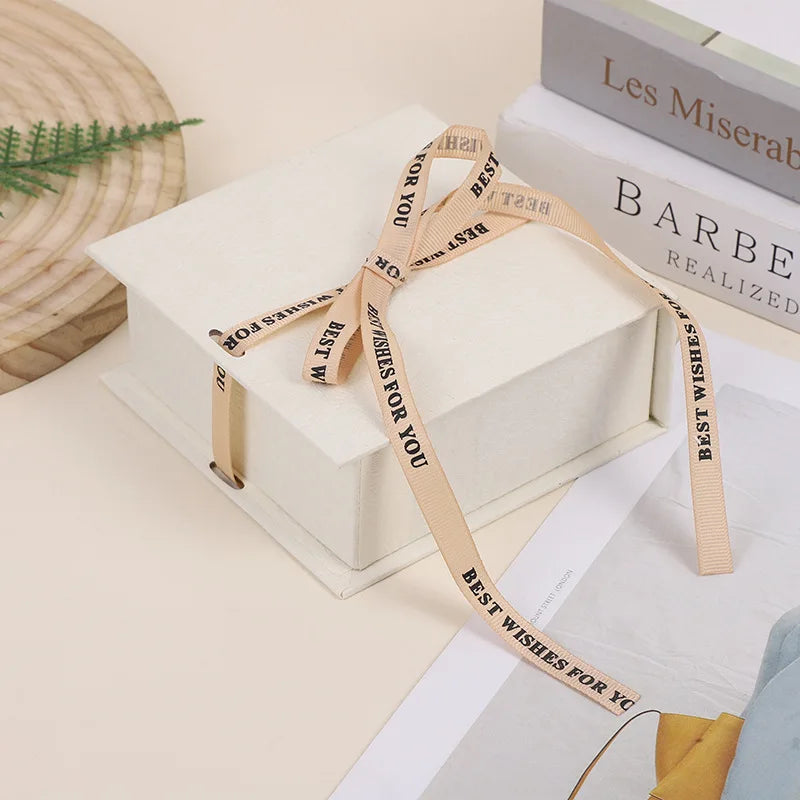 Jewelry Gift Packaging Box Bowknot Ribbon Flip Book Shaped Storage Box Ring Earring Brooch Necklace Bracelet Packaging Boxes