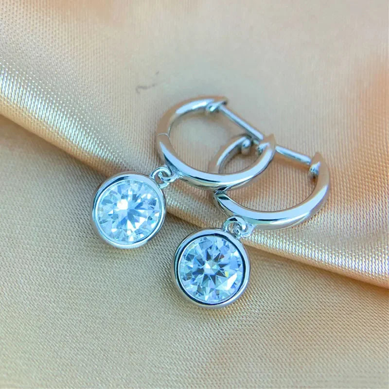 Simple 0.5ct Round Pear Emerald Moissanite Diamond Earring for Women 925 Sterling Silver Plated 18K Women Moissanite Earring GRA