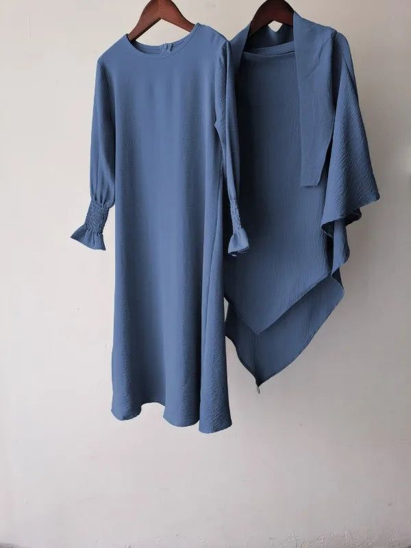 Eid Kids Hijab Hooded Bat Sleeve Dress Fashion Casual Children Wear Jilbab Islam Muslim Ramadan Dubai Turkey Abaya Modest Outfit