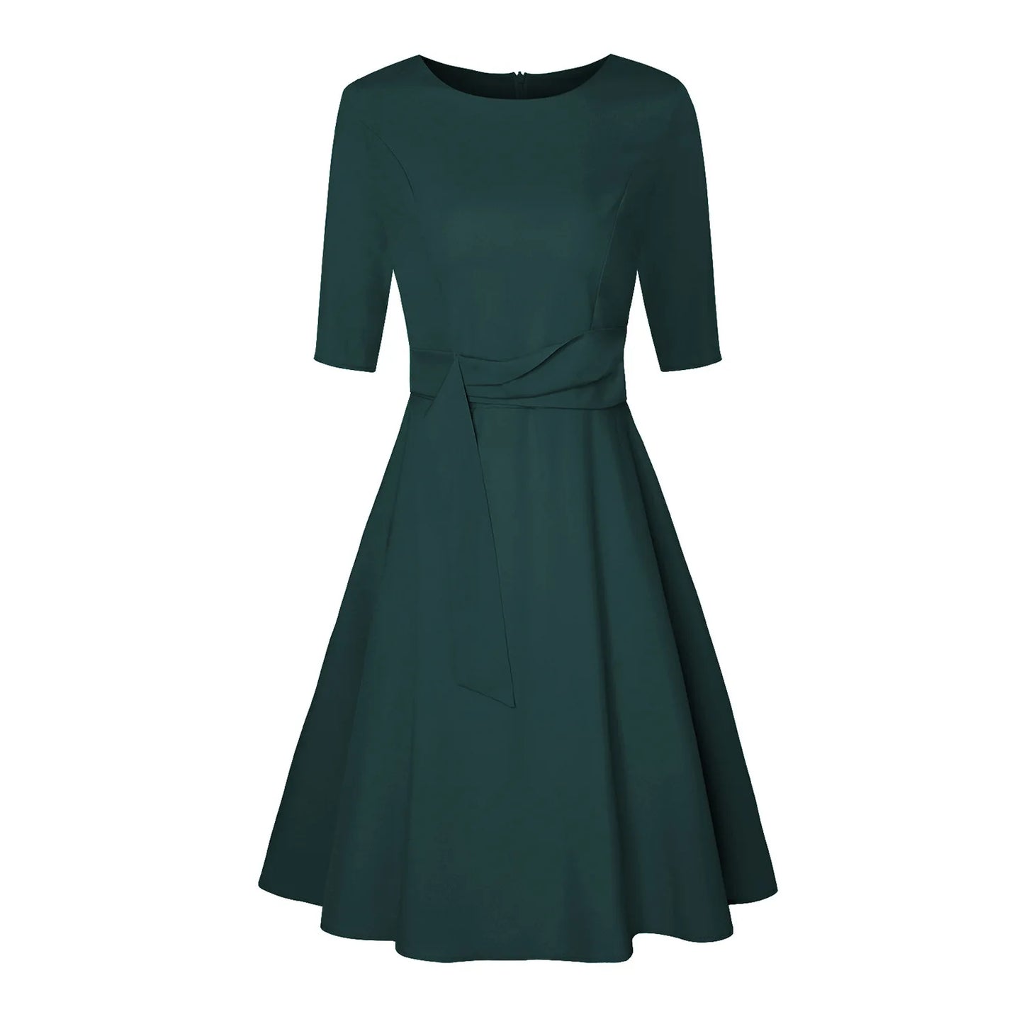 Belted A-Line Swing Dress