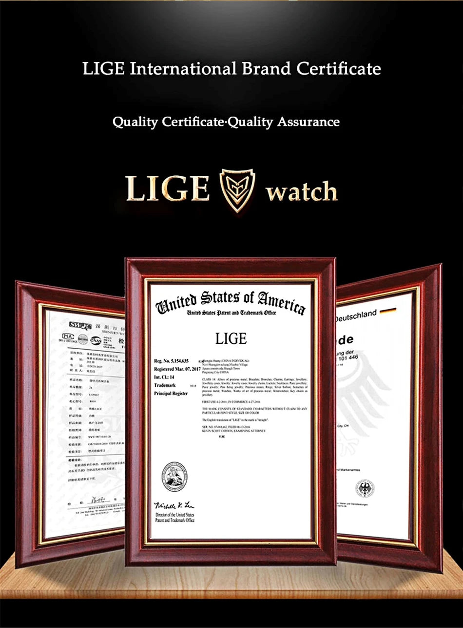 LIGE Watch Women Fashion Casual Luxury Womens Waterproof Square Dial Steel Belt Quartz Wrist Watches Christmas Gifts Reloj Mujer