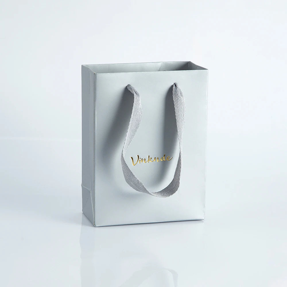 100Pack Kraft Gift Bags with Handles Custom Logo 15x6 | Faeva London