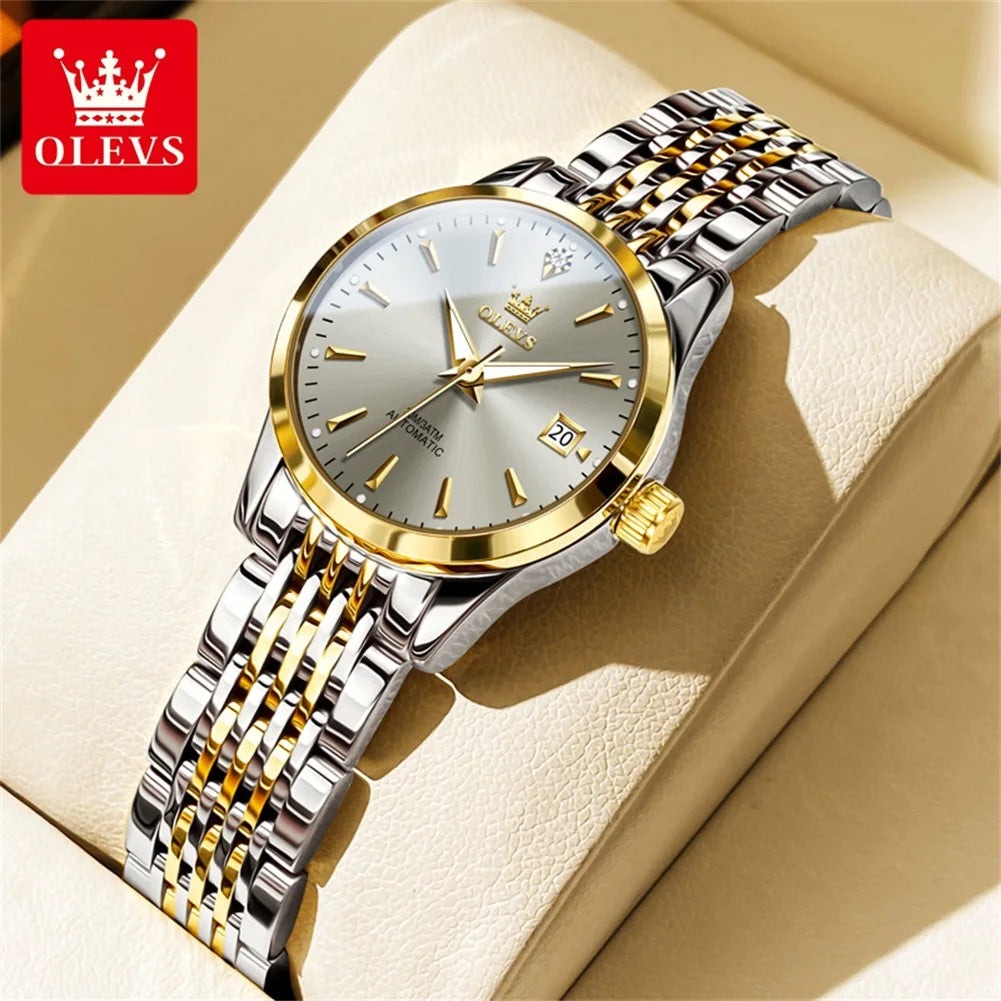 OLEVS 6635 Luxury Brand Elegance Ladies Watch Automatic Mechanical Wristwatch Waterproof Luminous Chronograph Watch For Women