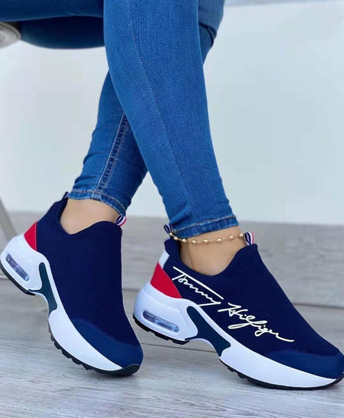 Women's Breathable Wedge Sneakers - Casual Walking Shoes
