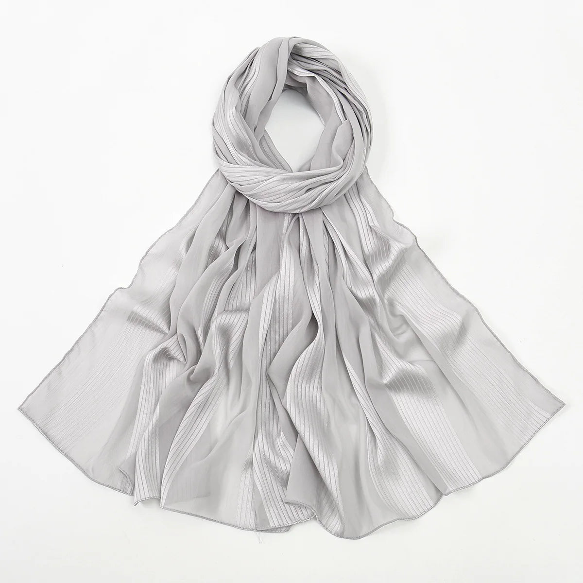 Gradient Shiny Chiffon Scarf Silk Like Women Muslim Hijab Solid Headscarf Shawl Premium Yarn Scarf Islam Turban Ramadan 180*75cm