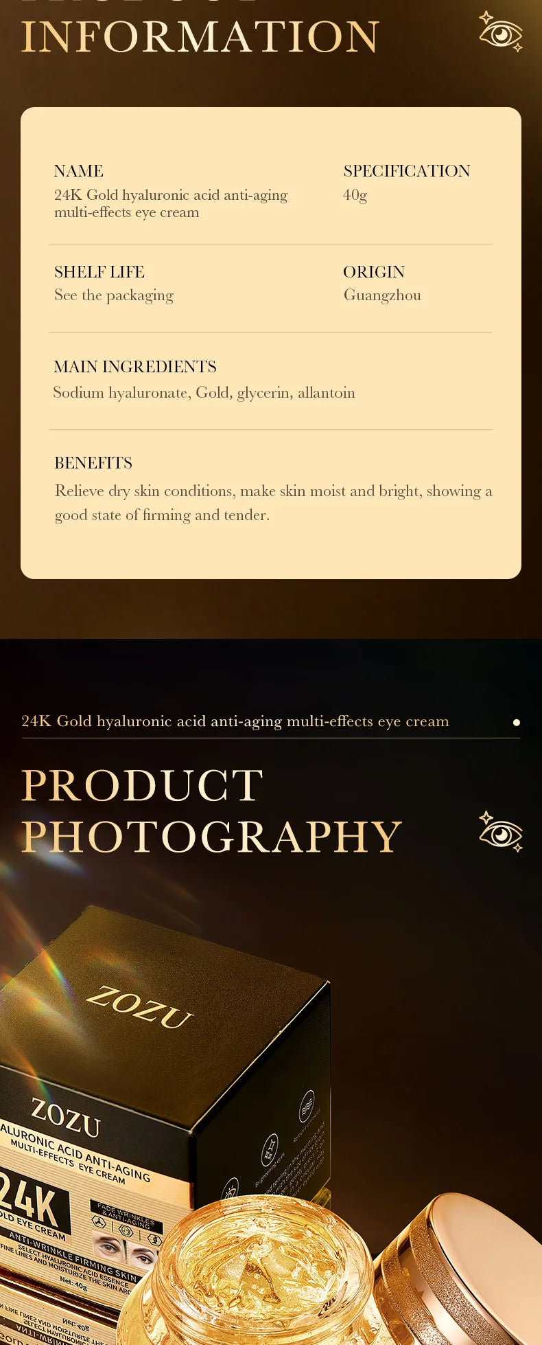 24K Gold Hyaluronic Acid Eye Cream