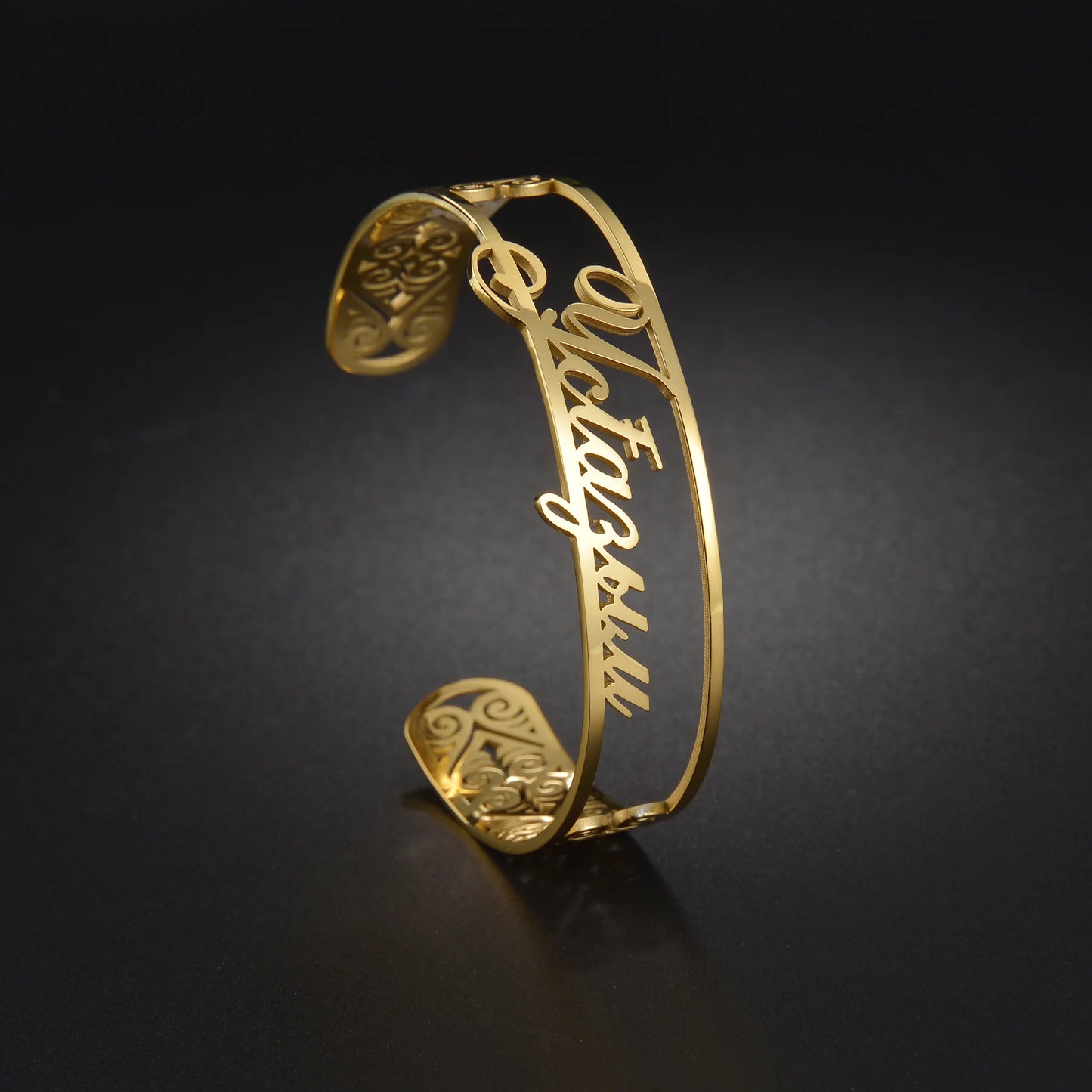 Atoztide Customized Name Bracelet Personalized Stainless Steel for Women Men Zircon Letter Custom Bangles Chrismas Jewelry Gift
