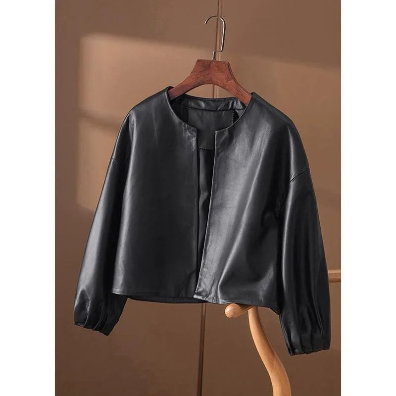 Lantern Sleeve PU Jacket | Faeva London
