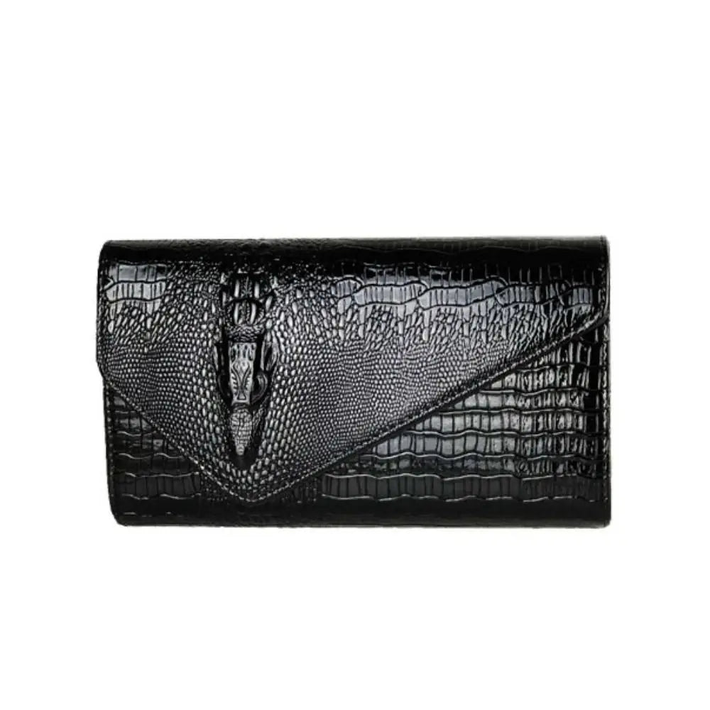 Crocodile Leather Chain Clutch Bag