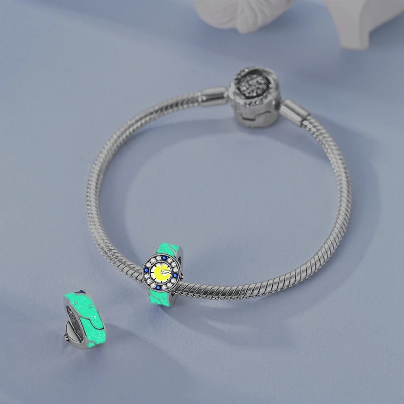 925 Sterling Silver Charm Pendant Star Moon Sun Starry Sky Beaded Charm Fit Original Bracelet DIY Fine Jewelry Making For Women