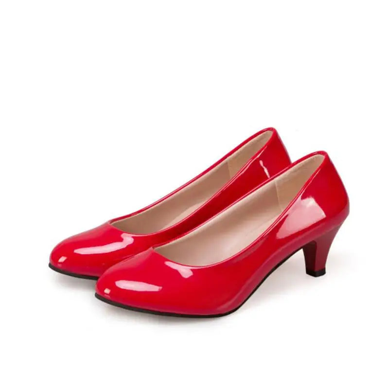 Women's Low Heeled Shoes with Pointed Toes and Shallow Mouth Seasonal Single Shoes Fashionable Thick Heeled Ladies Work Shoes