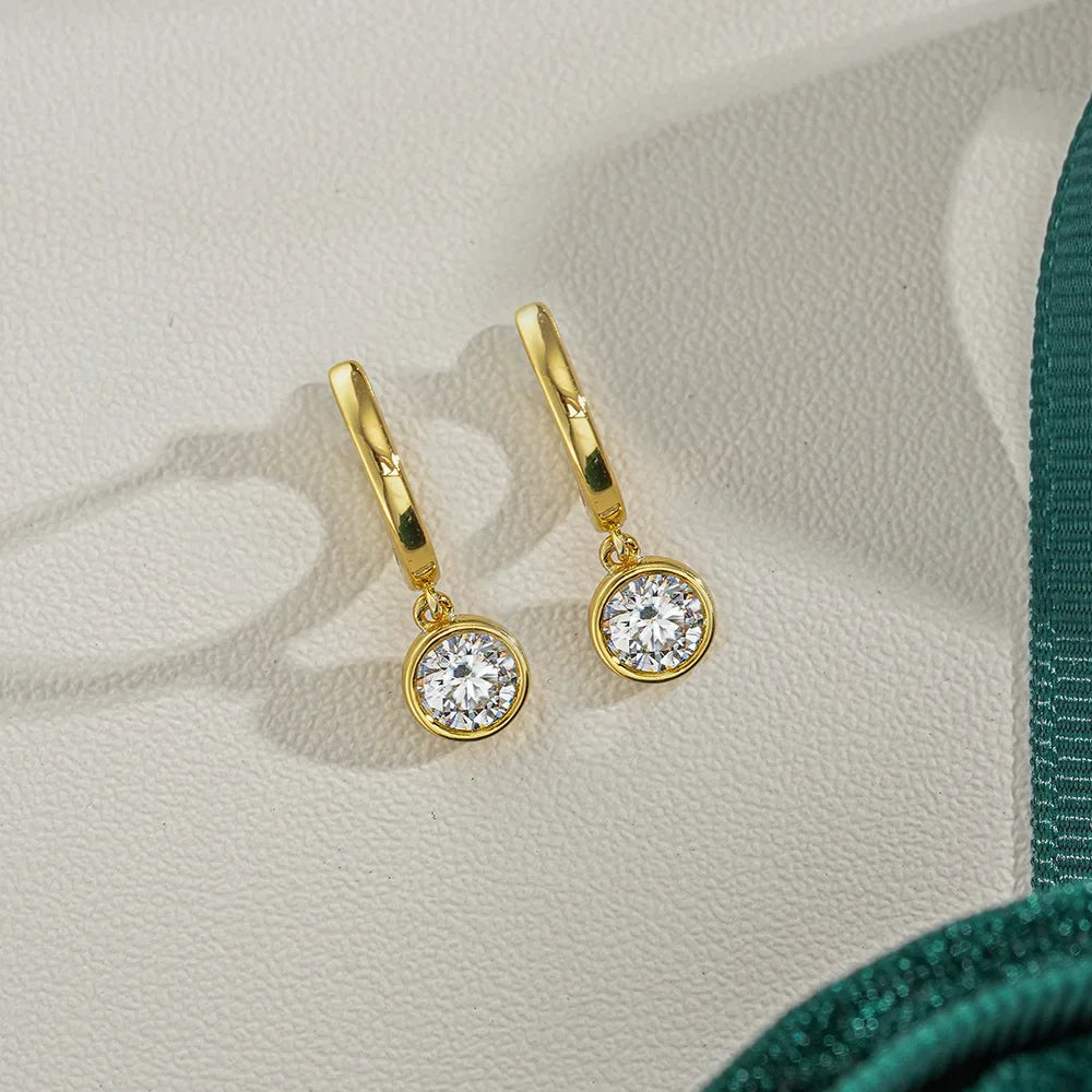 Simple 0.5ct Round Pear Emerald Moissanite Diamond Earring for Women 925 Sterling Silver Plated 18K Women Moissanite Earring GRA