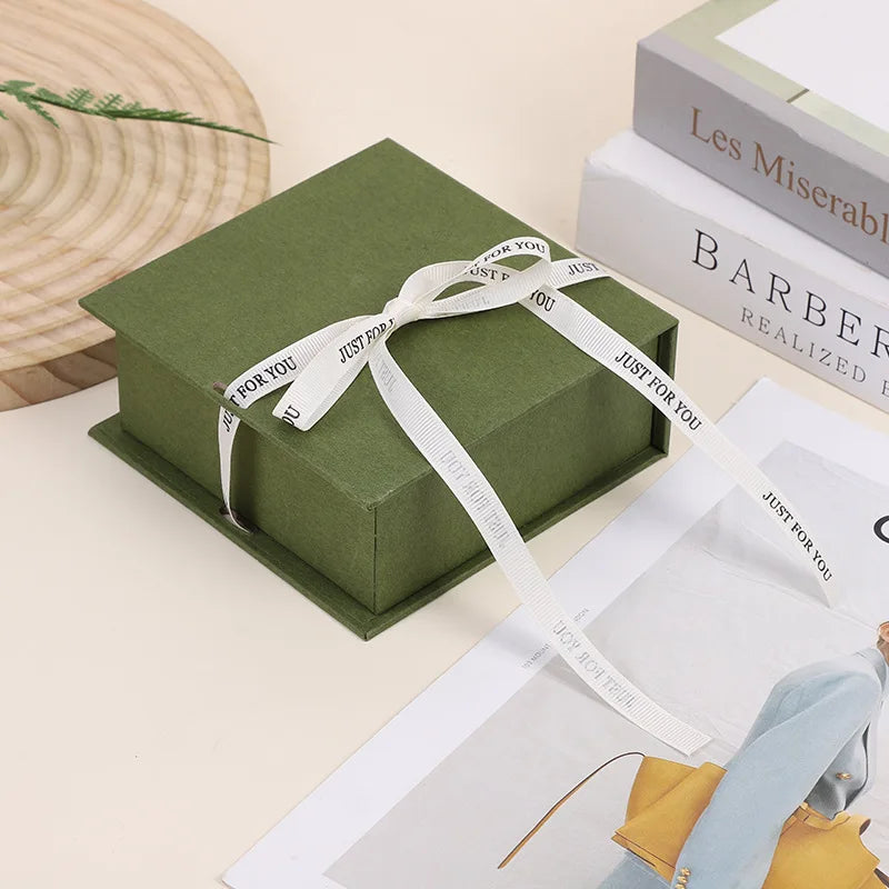 Jewelry Gift Packaging Box Bowknot Ribbon Flip Book Shaped Storage Box Ring Earring Brooch Necklace Bracelet Packaging Boxes