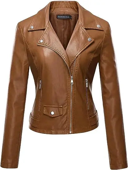 Spring and Autumn Pu Material Leather Jacket Fashionable Women's Leather Jacket Leather Jacket