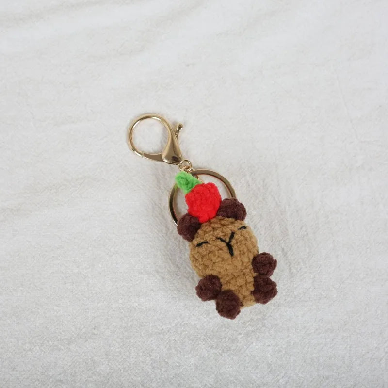 Funny Frog Doll Crochet Keychain Handmaking Mini Animal Doll Series Knitted Keyrings Cute Frog Keyrings Knitting Doll Pendant