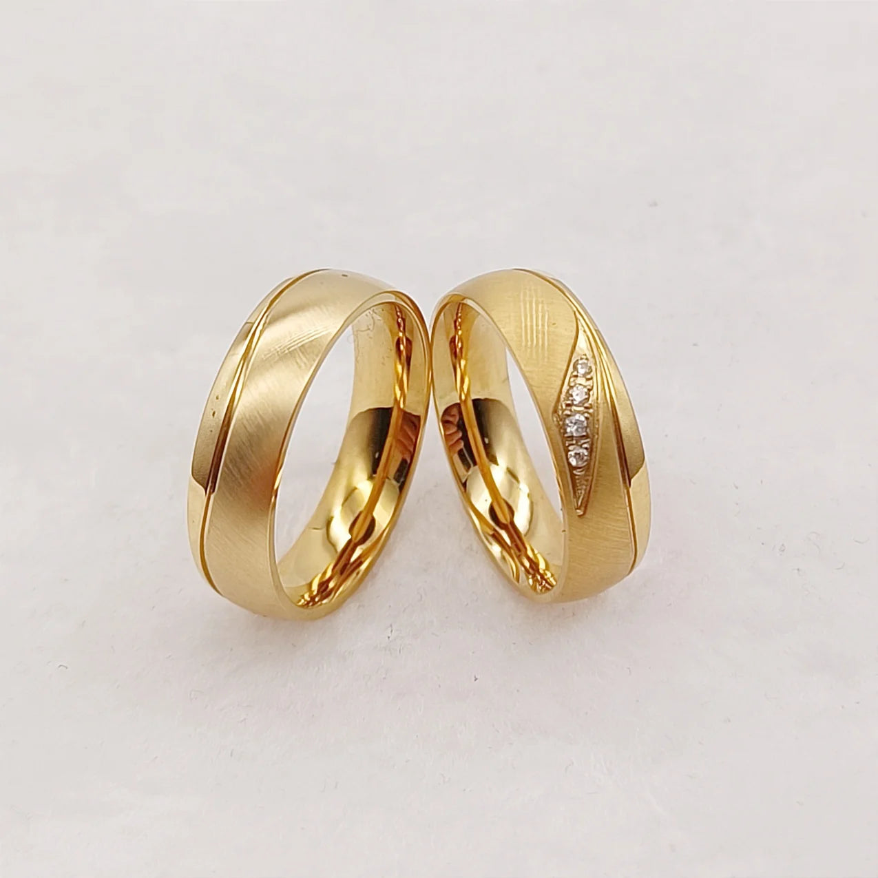 Unique Statement Rings Engagement Marriage Wedding Bridal Sets Couples Designer Lovers 18k Gold Plated Alliances
