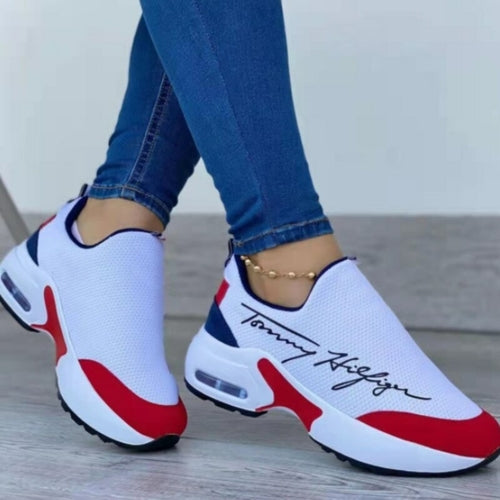 Women's Breathable Wedge Sneakers - Casual Walking Shoes