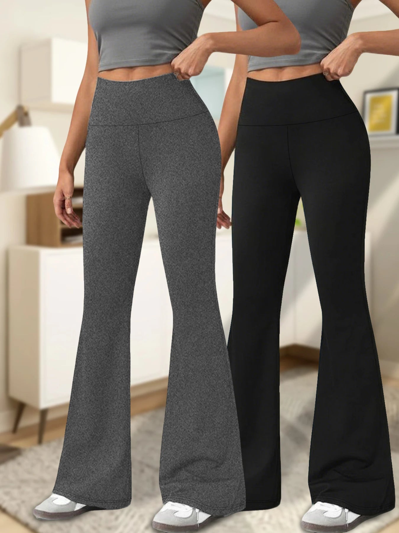 2 pack Women's Super Soft Flare Pants | Faeva London