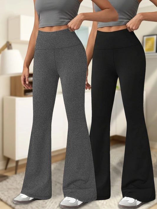 2 pack Women's Super Soft Flare Pants | Faeva London