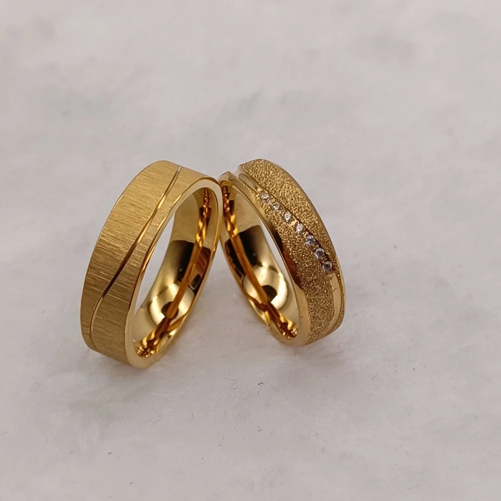 Unique Statement Rings Engagement Marriage Wedding Bridal Sets Couples Designer Lovers 18k Gold Plated Alliances