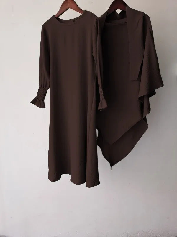 Eid Kids Hijab Hooded Bat Sleeve Dress Fashion Casual Children Wear Jilbab Islam Muslim Ramadan Dubai Turkey Abaya Modest Outfit
