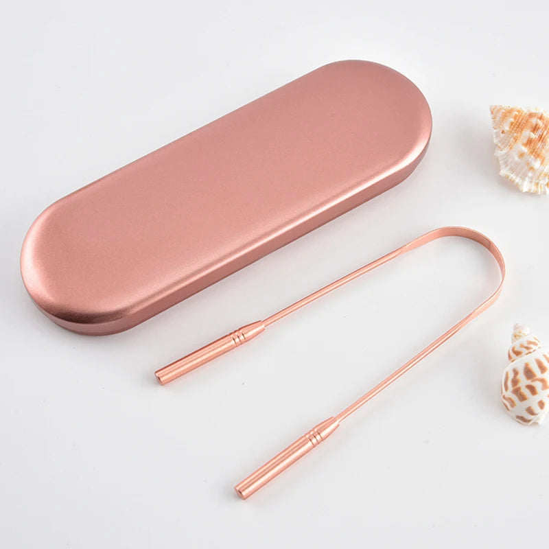 1PC Portable Pure Copper Tongue Scraper With Box Oral | Faeva London
