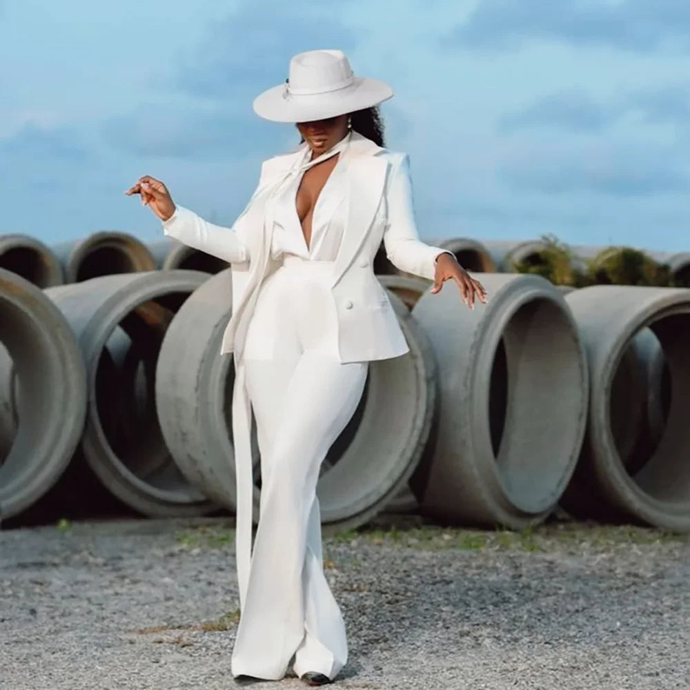 White Evening Suit 2-Piece | Faeva London
