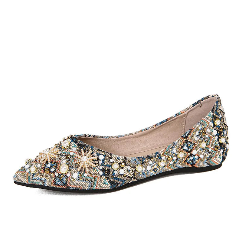 Pointed Toe High Heels for Women 2025 New Ladies Retro Style Rhinestone Decorate Party Dress Pumps Plus Size 34-43 Zapatos Mujer