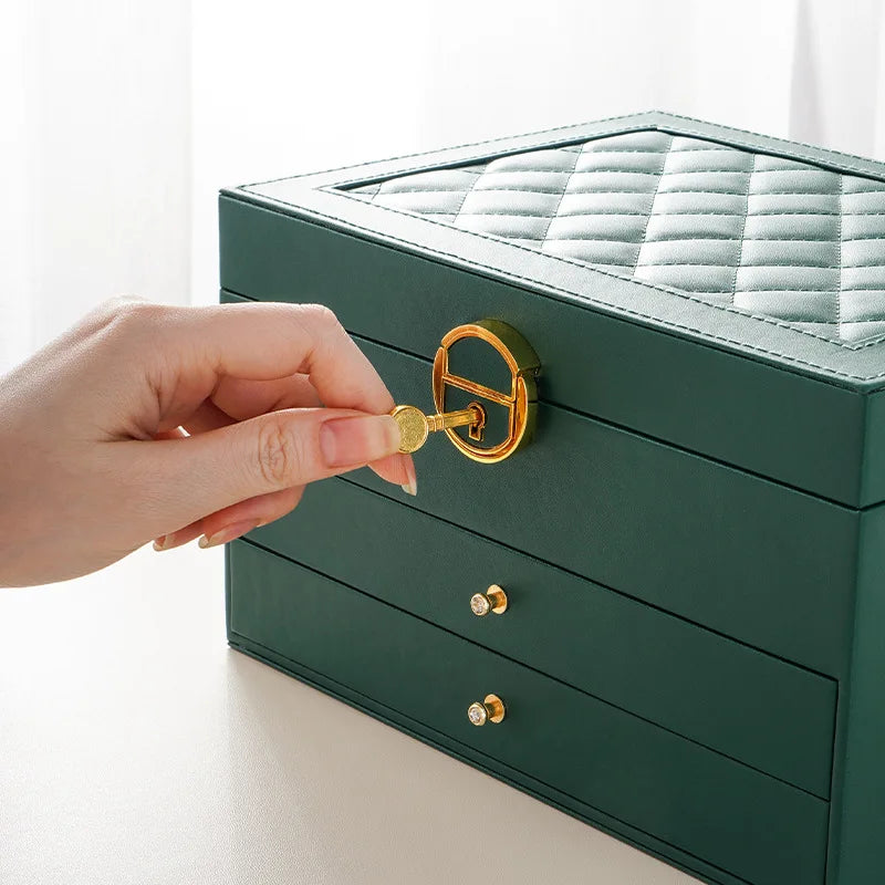 Large Jewelry Storage Box Multi-Layer Organizer For Jewelry Necklace Earring Leather Jewellery Storage Packaging Display Boxes