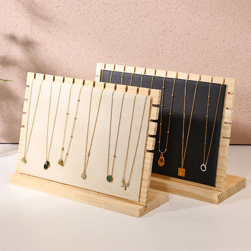 1pc bamboo wood velvet black/off white jewelry displa | Faeva London