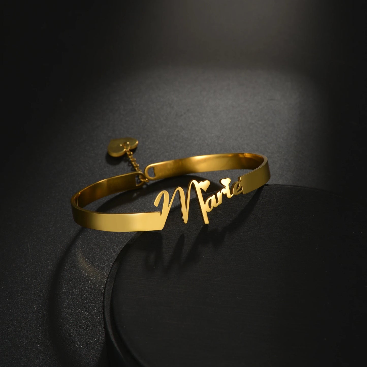 Atoztide Customized Name Bracelet Personalized Stainless Steel for Women Men Zircon Letter Custom Bangles Chrismas Jewelry Gift
