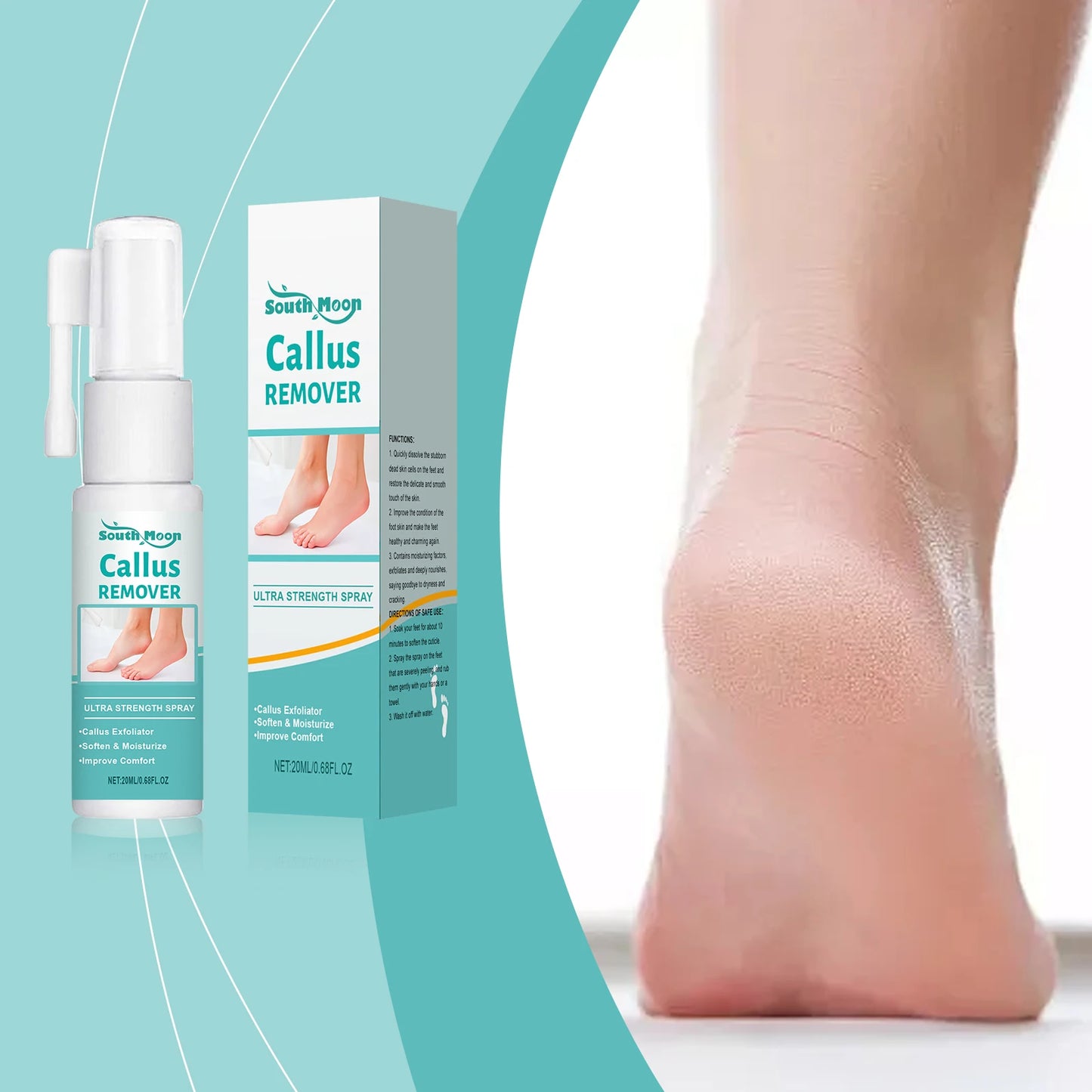 Foot Peeling Spray Instantly Remove Dead Skin Calluses Moisturizing Nourish Dry Cracked Rough Heels Exfoliating Foot Serum 20ml