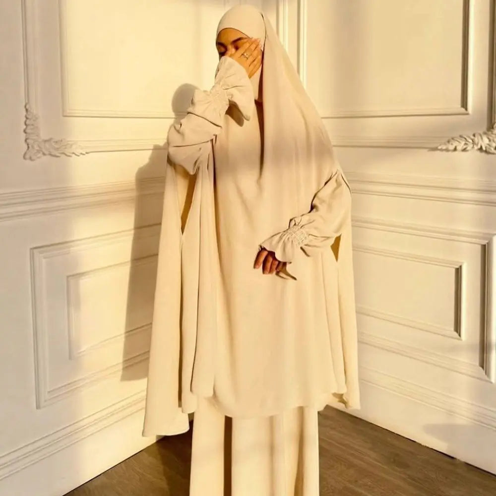 Muslim Women Dresses Khimar Two Piece Set Prayer Garment Eid Ramadan Dubai Hijab Kaftan Arab Long Robe Prayer Suit Vestidos 2026
