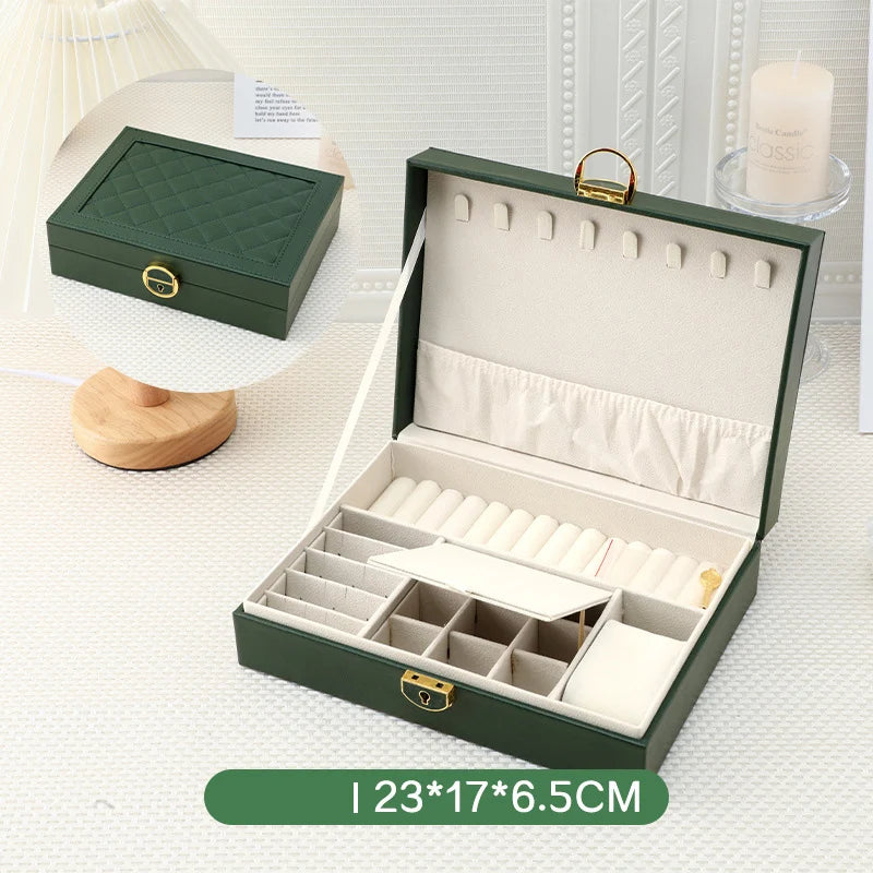 Large Jewelry Storage Box Multi-Layer Organizer For Jewelry Necklace Earring Leather Jewellery Storage Packaging Display Boxes
