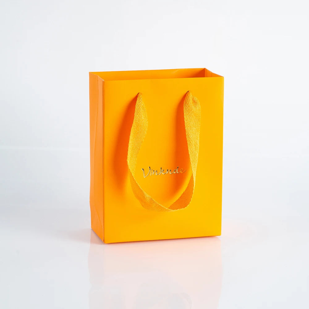 100Pack Kraft Gift Bags with Handles Custom Logo 15x6 | Faeva London